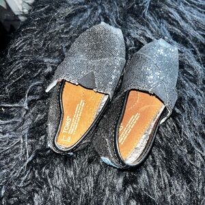 Toms Black Sequin Slip-On Espadrilles for baby girl